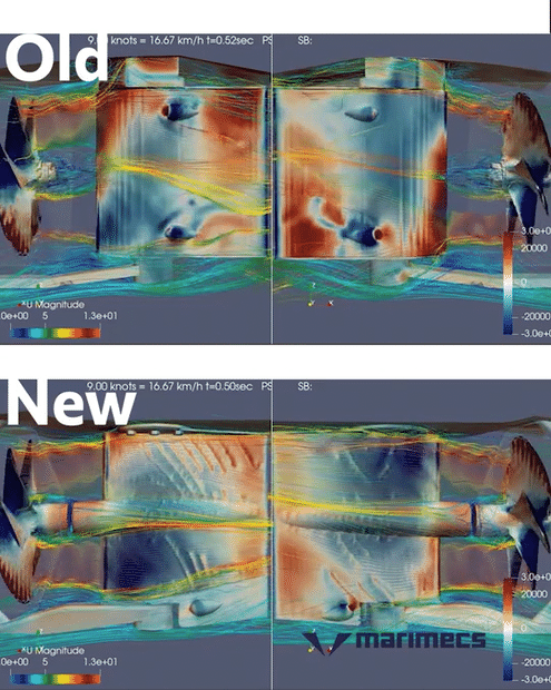 Marimecs CFD Rudder Old vs New-high Marimecs CFD Rudder Old vs New-high