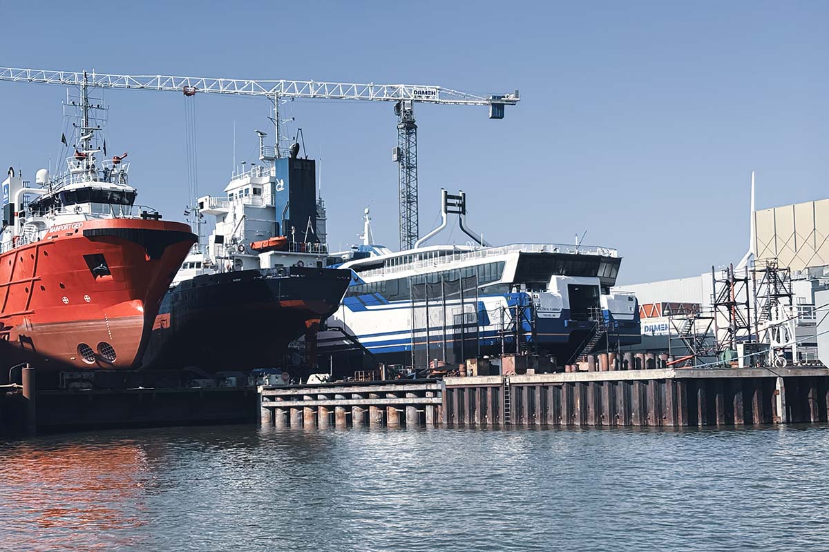 Willem de Vlamingh on the dock for the hardware upgrade