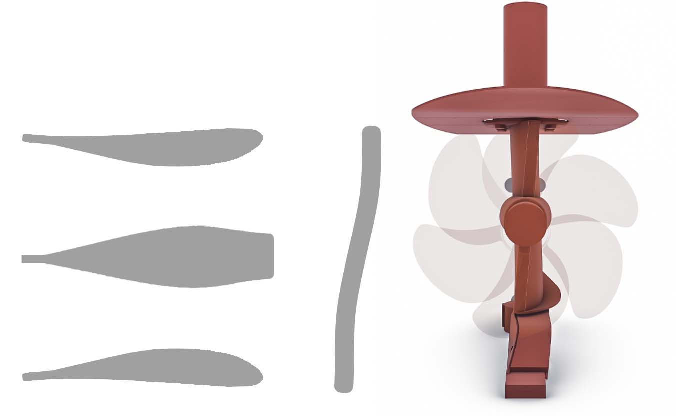 Marimecs asymmetrical rudder profile